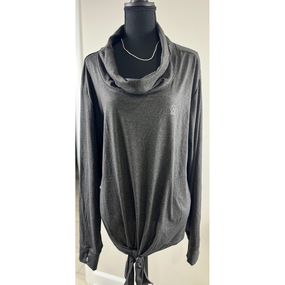 Enlighten Cowl Neck‎ Tie Front Long Sleeve Casual Sports Top 3X